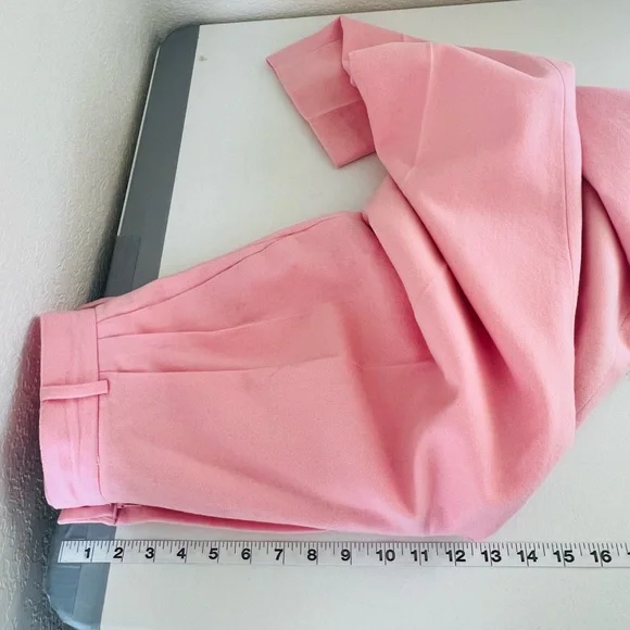 Vintage Pink Trousers Pants 100% Wool Grandmacore Coquette Girl Womens Size 8 - Picture 7 of 8